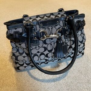 Coach Black and Gray Signature Satchel